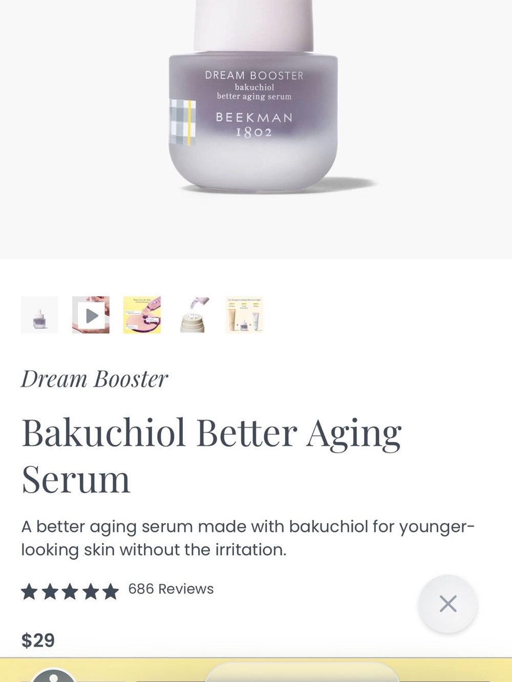 Beekman 1802 Dream Booster Bakuchiol Serum - Lavender Frost